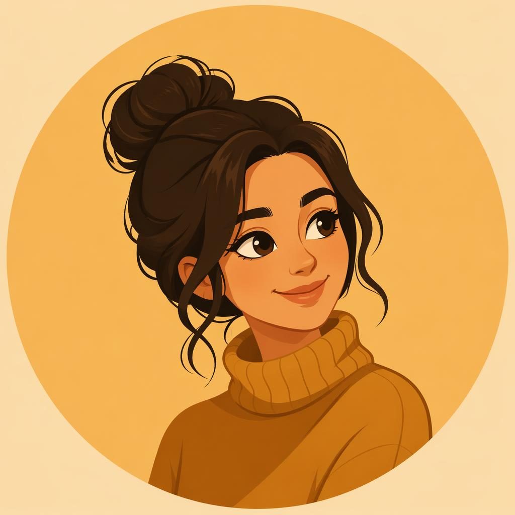 Avatar illustré plat avec monogramme centré, palette monochrome chaude, fond uni et cadrage net pour profil.