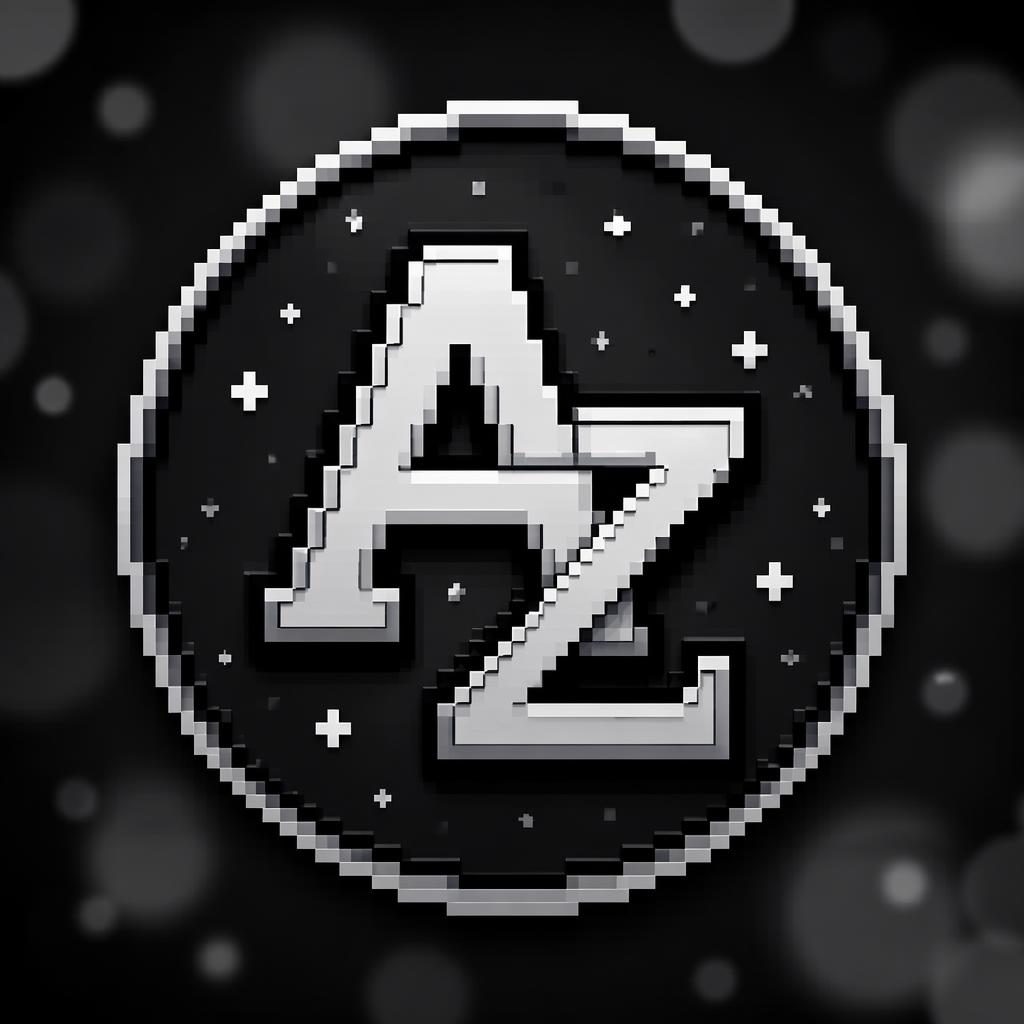 Polished social-media avatar / profile picture, monogram / initials, retro pixel art, confident friendly mood, monochrom