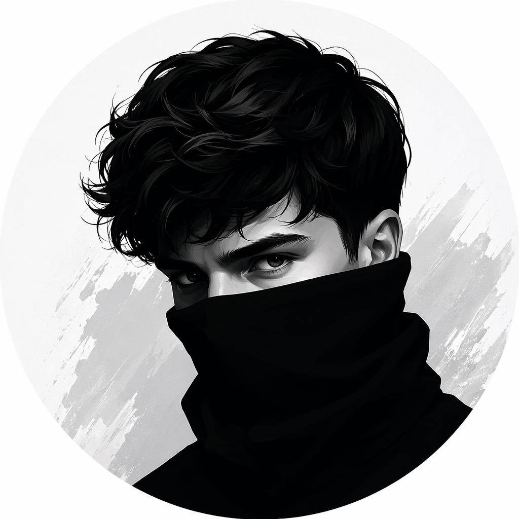 Retrato ilustrado de avatar humano en monocromo, centrado, con fondo blanco translúcido y estilo sobrio.