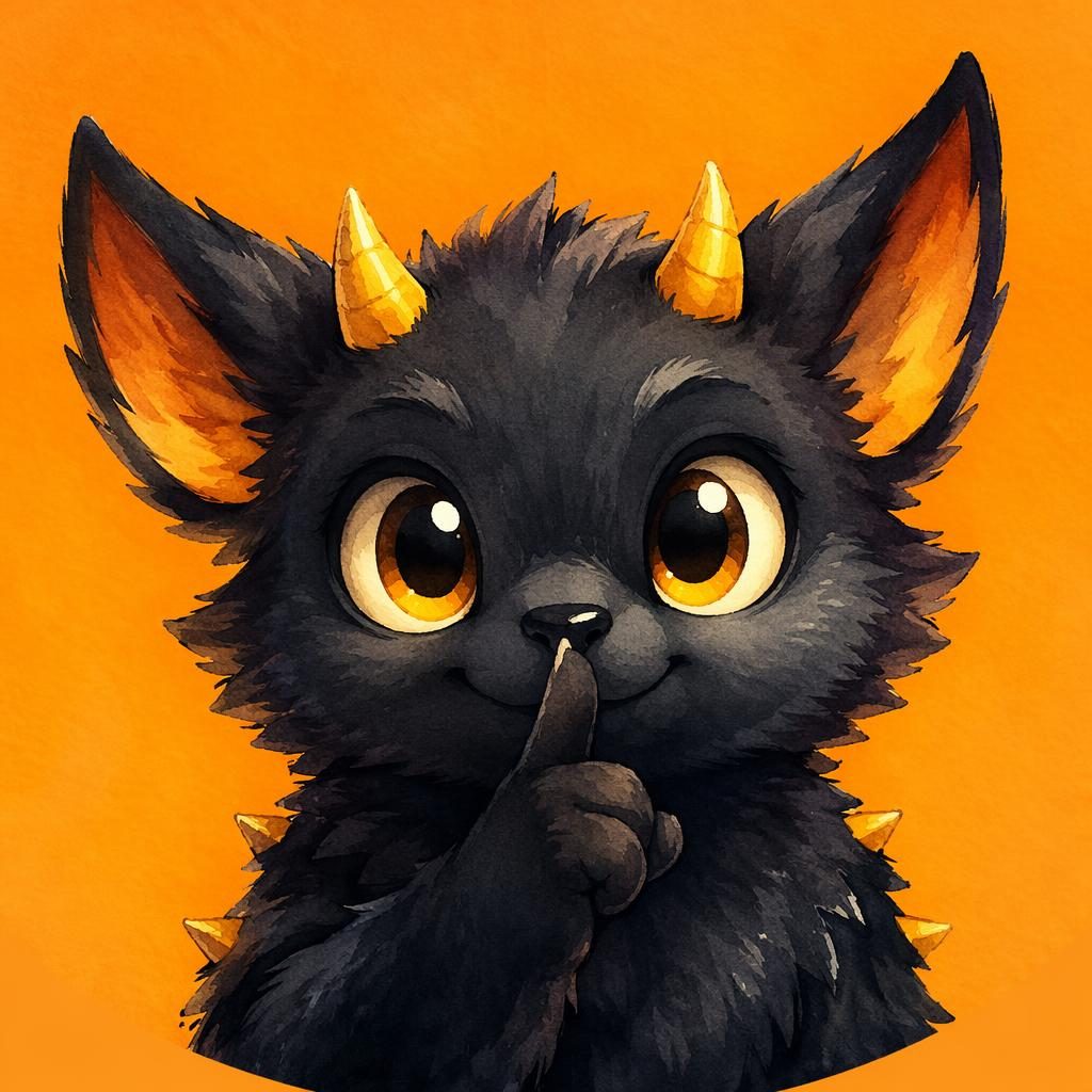 Centered watercolor mascot creature avatar on a solid background with a warm mood and bold high-contrast colors.