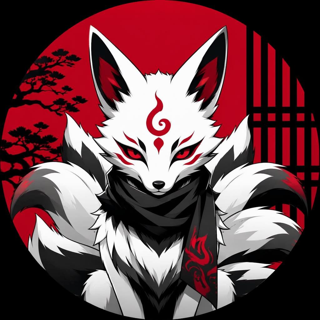 Centered anime mascot creature avatar with a calm expression, bold high-contrast colors, and a clean geometric background.