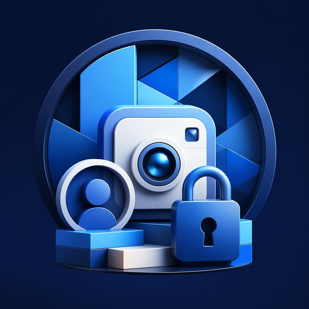 Abstract geometric 3D avatar in a cool blue palette, centered with clean minimal framing for profile picture use.