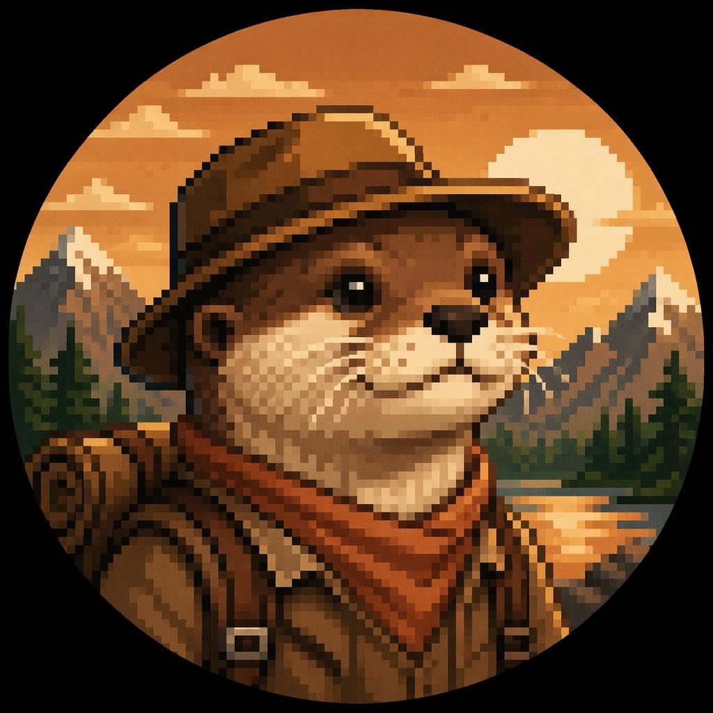 Centered retro pixel art animal avatar in warm earth tones with a playful flat abstract style on a clean background.