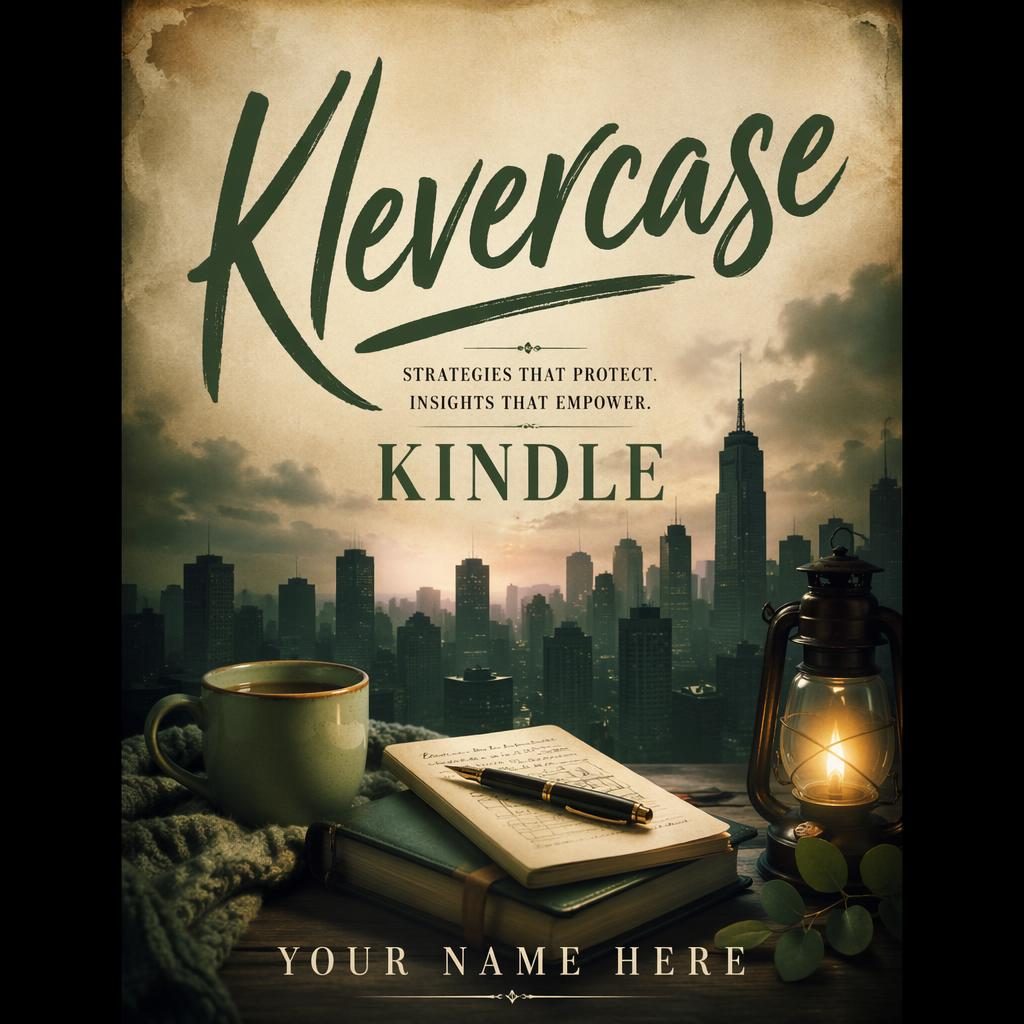 Print-ready 5:8 book cover with dark city silhouette, hand-lettered title and author text, warm sage and parchment tones