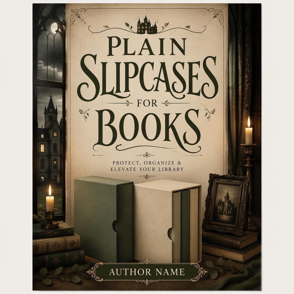 AI book cover showing a gothic mansion in warm sage and parchment tones with hand-lettered title and author text.