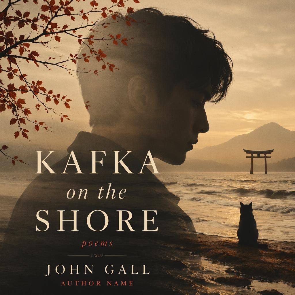 AI-designed book cover with a shadowed biography-style portrait, warm cream and rust tones, atmospheric photographic layout.