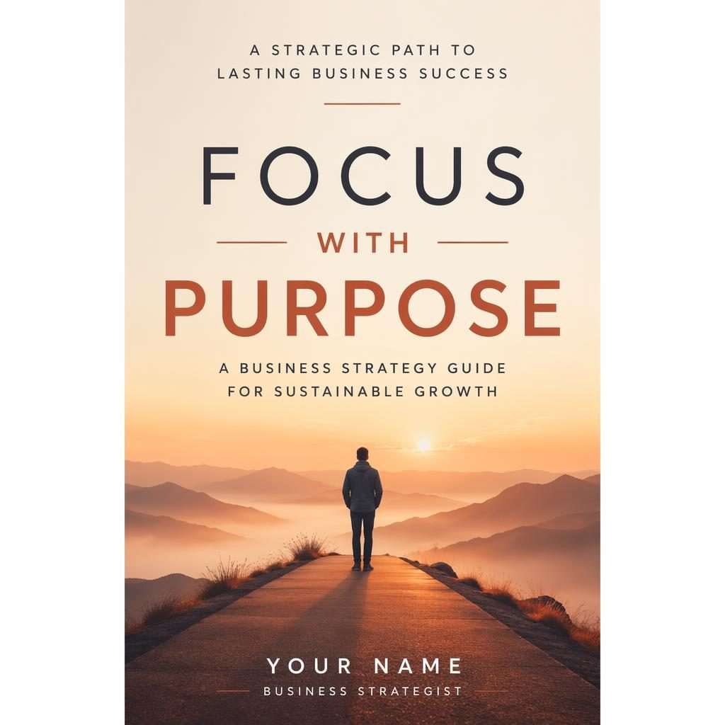 Minimalist business strategy book cover with warm cream and rust gradient, clean title and author placeholder text.
