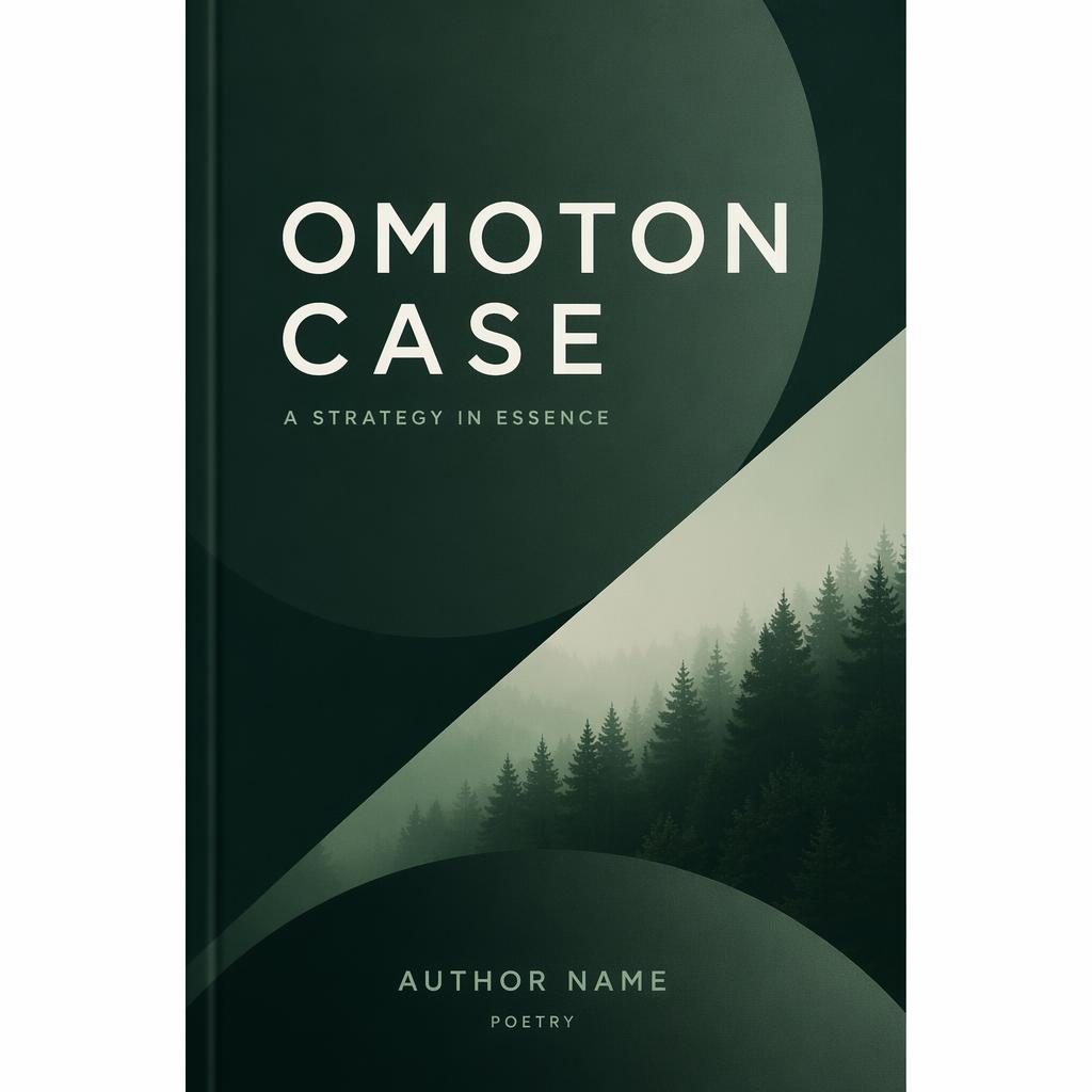 Minimalist 5:8 portrait book cover with deep forest green gradient, bold geometric shapes, and clean title and author placeholder text.