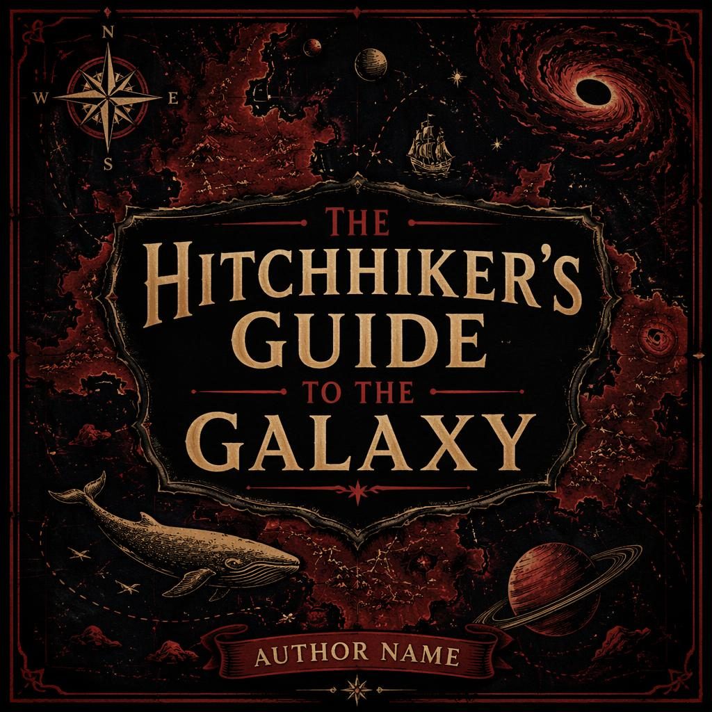 Illustrated full-bleed middle grade historical fiction book cover with an adventure map, black and red palette, and sharp placeholder text.