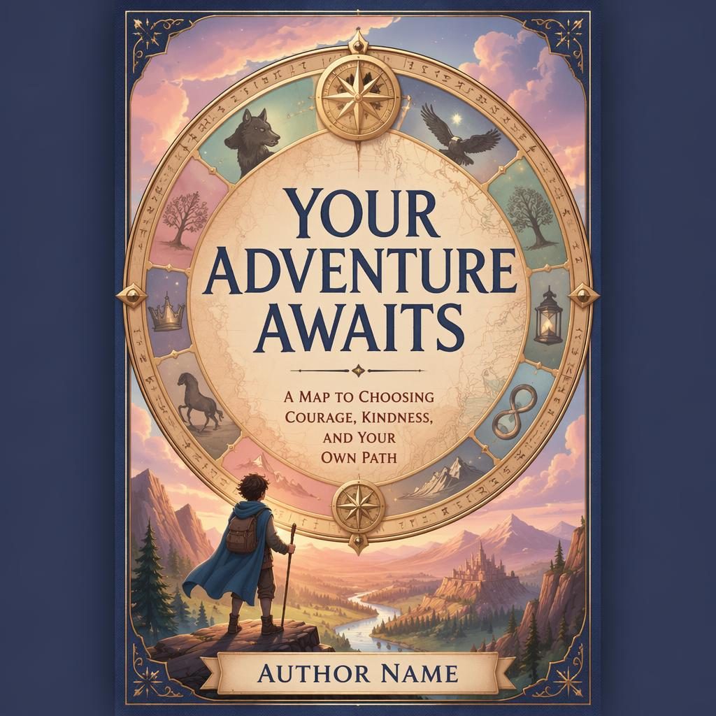Print-ready 5:8 book cover with a pastel adventure map, bold classic typography, and clean title and author placeholders.