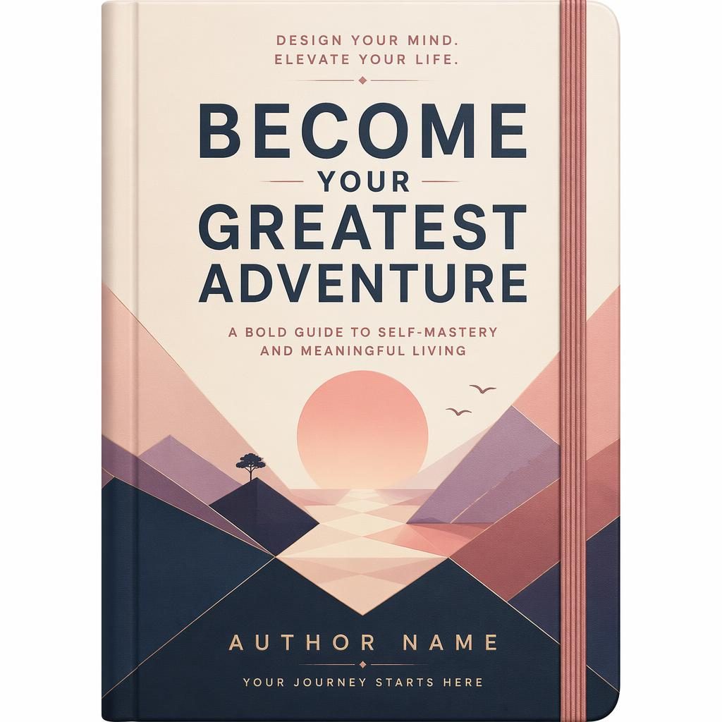 Geometric pastel fantasy self-help book cover in 5:8 portrait format with bold shapes and clean title placeholder text.