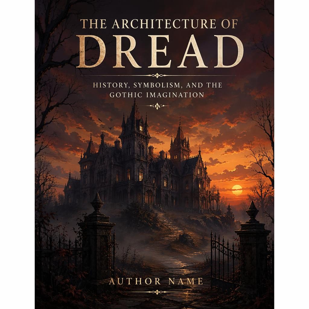 Painterly book cover showing a grand gothic mansion at sunset with warm light, atmospheric sky, and clean title text.