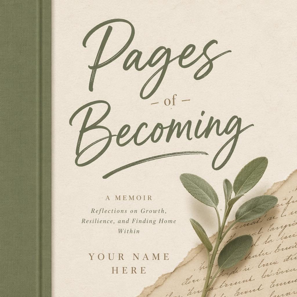 Minimalist memoir-style academic book cover in sage and parchment, with clean hand-lettered placeholder title and author text.