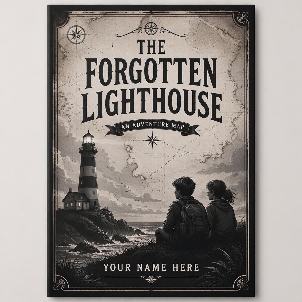Vintage monochrome middle grade mystery book cover with an adventure map, soft romantic mood, and clean title text.