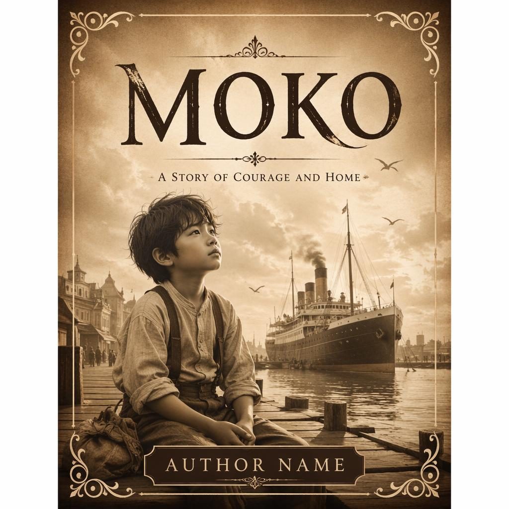Sepia-toned vintage children's picture book cover with soft romantic mood, sharp title and author placeholder text.