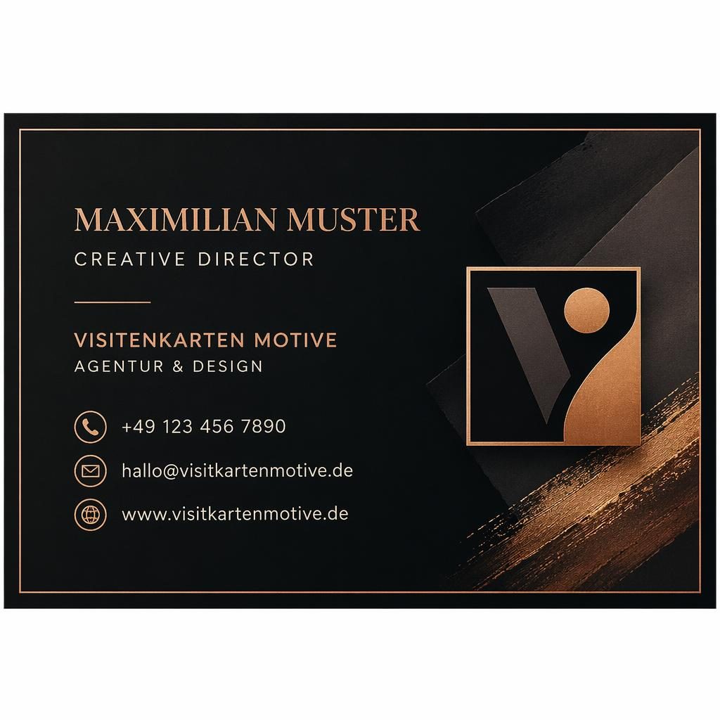Printfähiges Business-Card-Design im warmen Boutique-Stil mit dunkler Farbpalette, klarer Typografie und Platzhaltern.