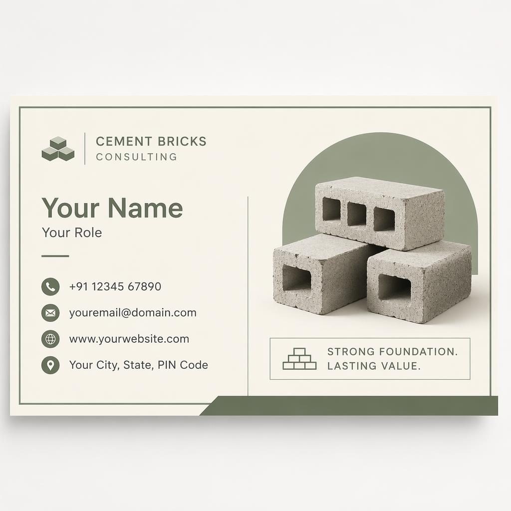 Back render of a Swiss-style business card in sage and ivory with clean placeholder contact details and balanced space.