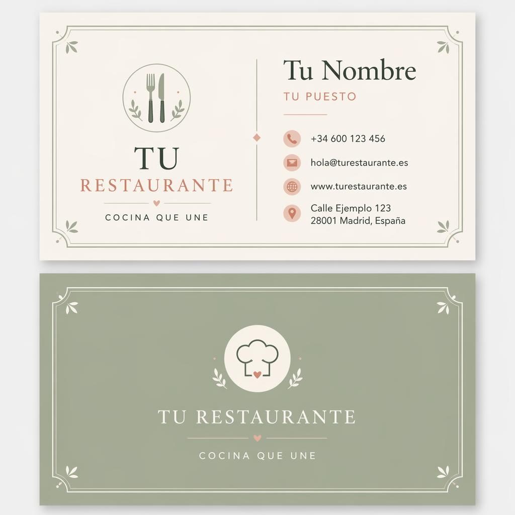 Diseño de tarjeta de visita frontal y reverso apilados, tipografía limpia, paleta pastel suave y datos de contacto legibles.