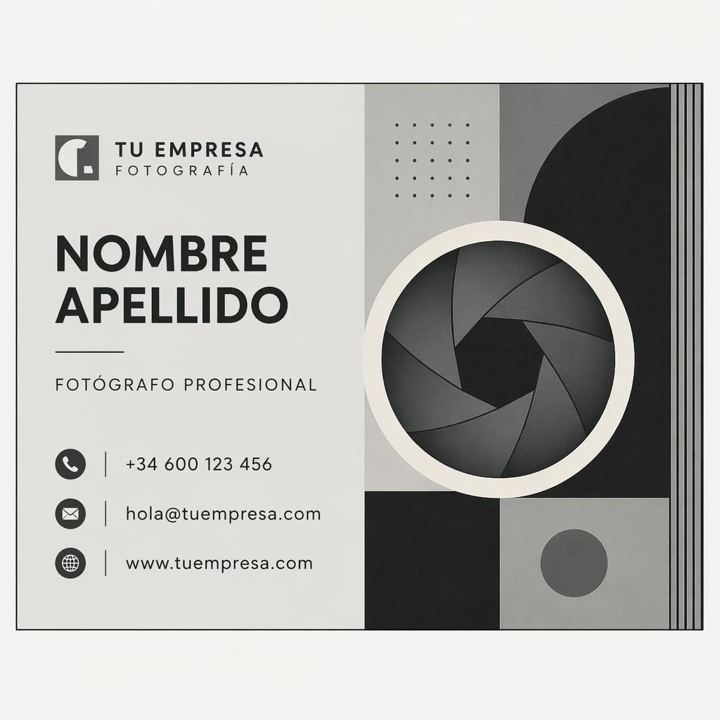 Diseño de tarjeta de presentación Bauhaus en gris industrial, vista frontal, tipografía nítida y espacios limpios