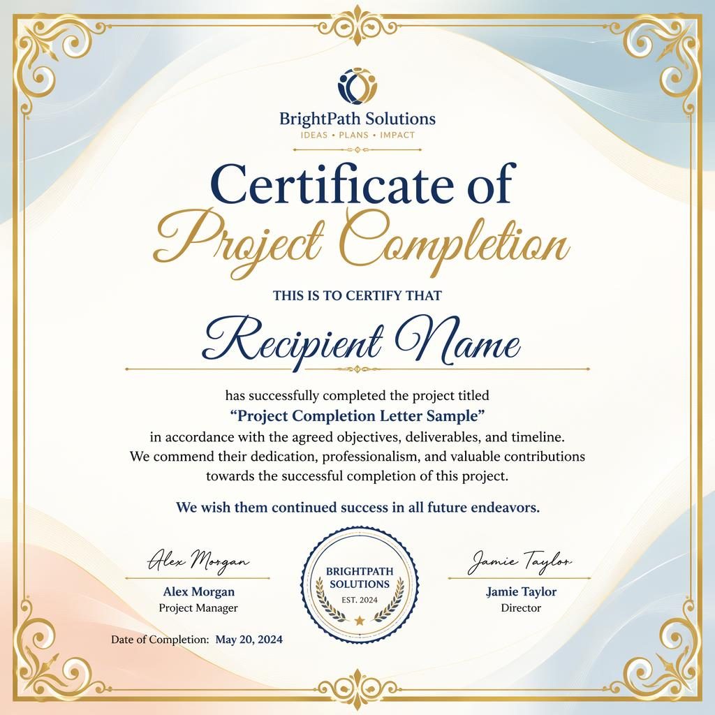 Landscape A4 membership certificate template with gold border, pastel palette, heading, recipient name, body text, signatures, date, and seal.
