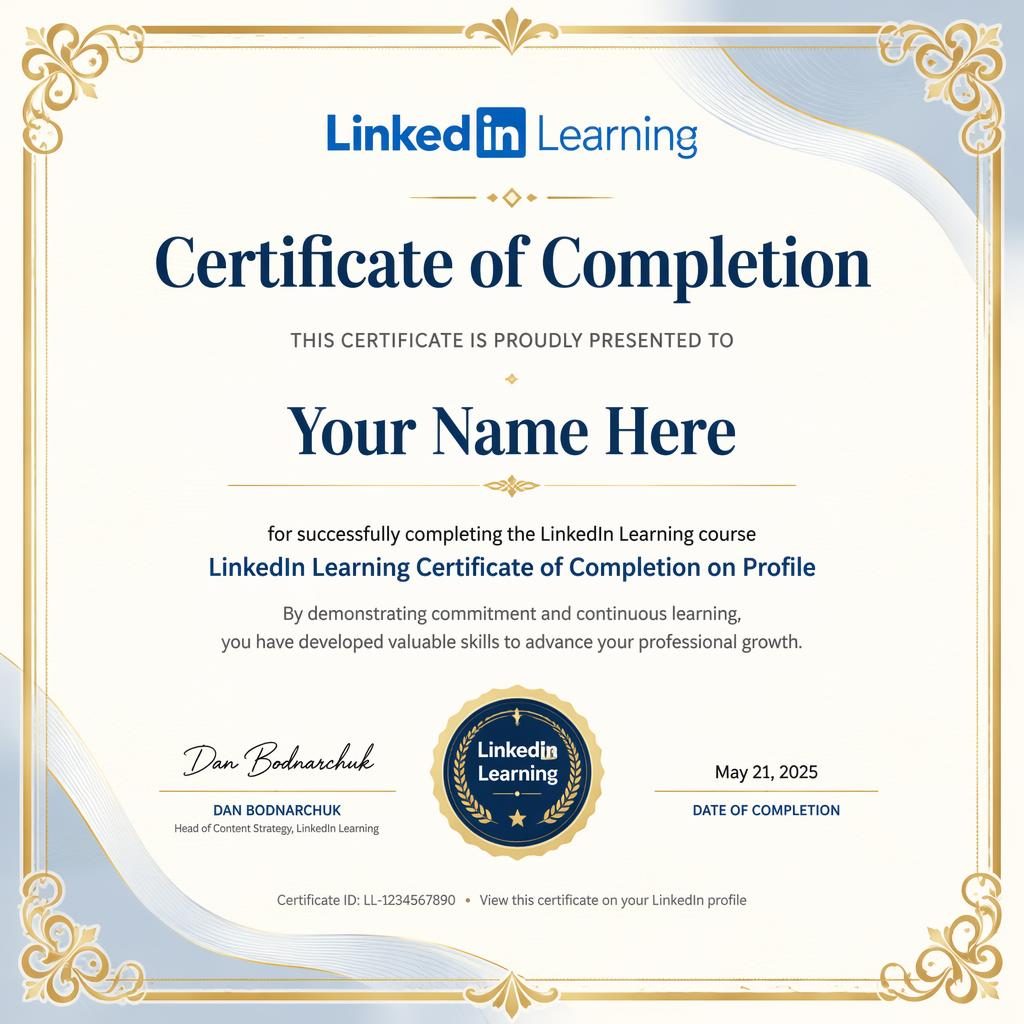 Landscape A4 membership certificate template with gold ornamental border, pastel palette, heading, name, signature lines, date.