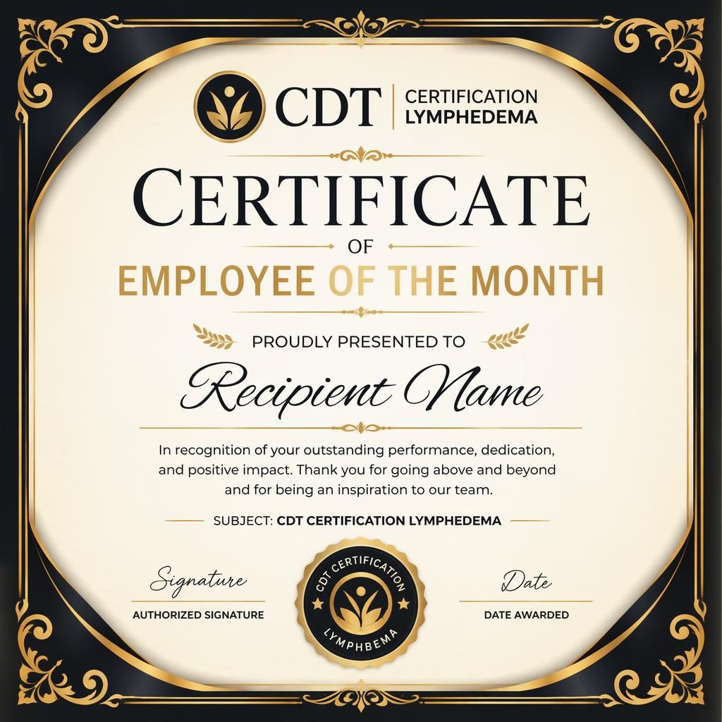 Luxury black and gold employee of the month certificate template with ornate border, signature lines, date, and seal.