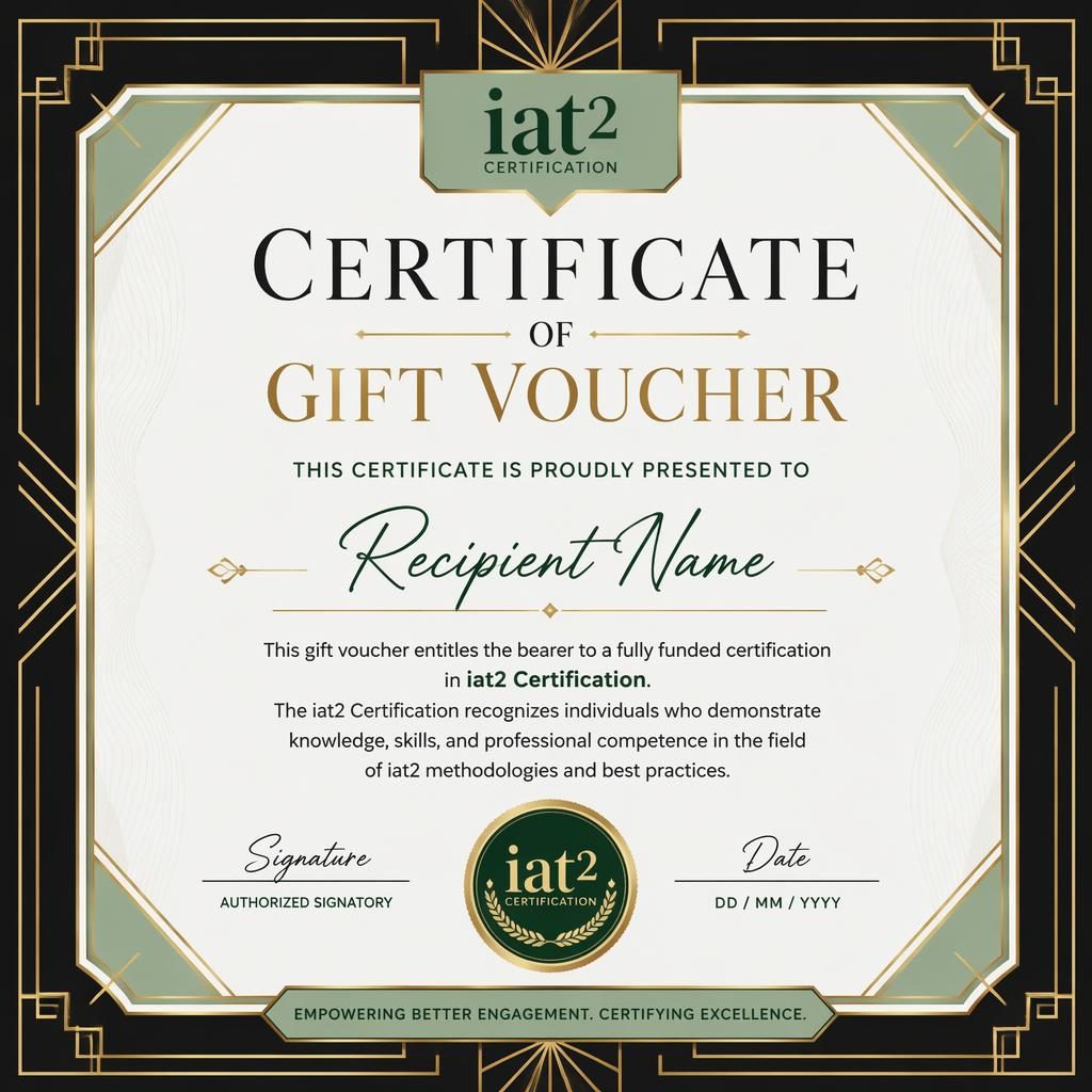 Luxury black and gold gift voucher certificate template with art deco border, recipient name, signature lines, date, seal.