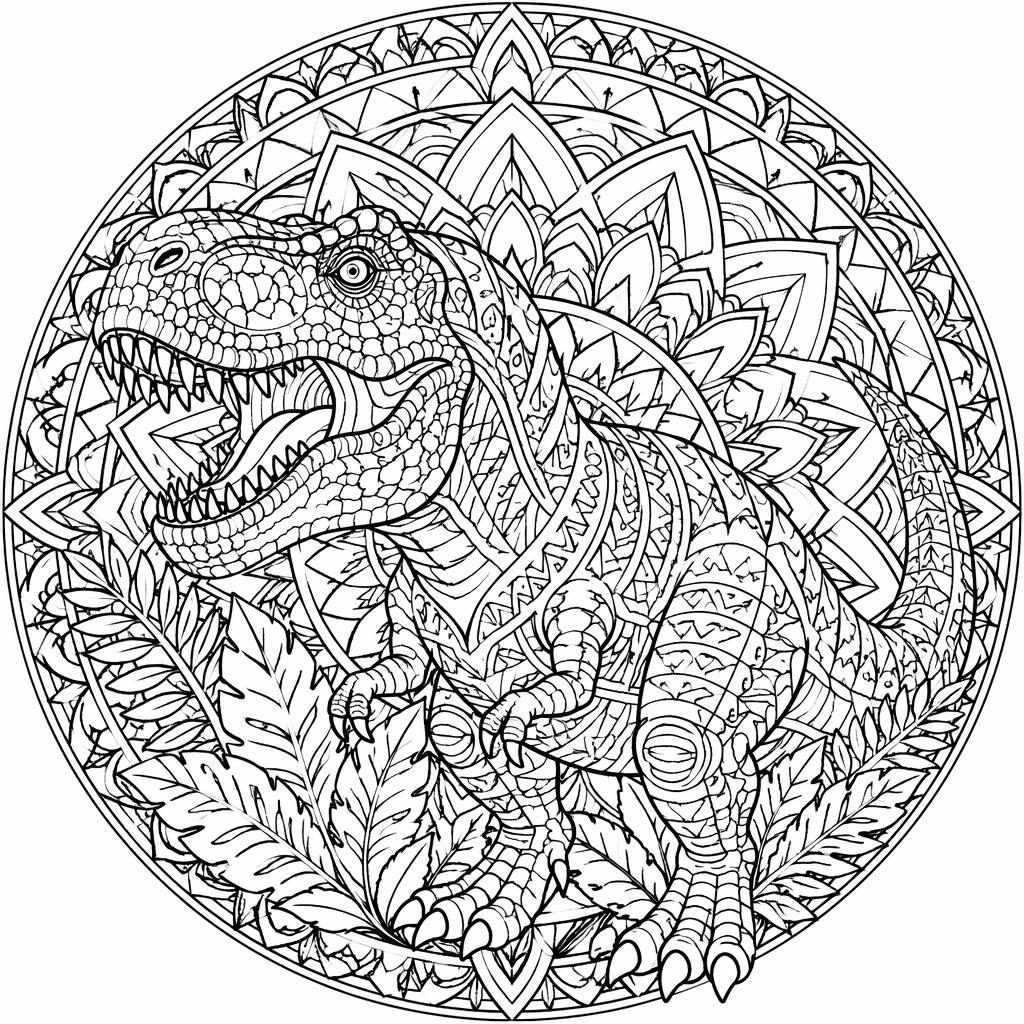Black-and-white mandala geometric adult coloring page with intricate zentangle-style line art and closed printable shapes.