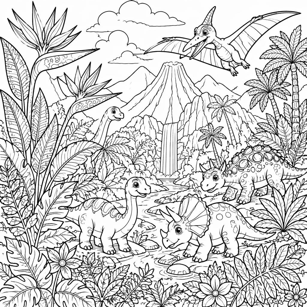 Black-and-white coloring page of detailed birds of paradise in intricate zentangle-style line art on a white background.