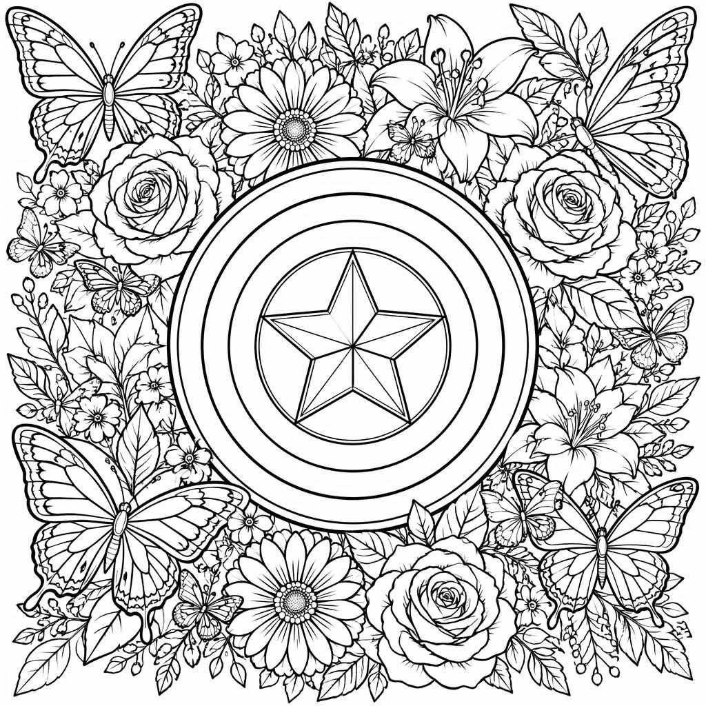 Black-and-white coloring page with detailed butterflies and flowers in intricate line art on a white background.