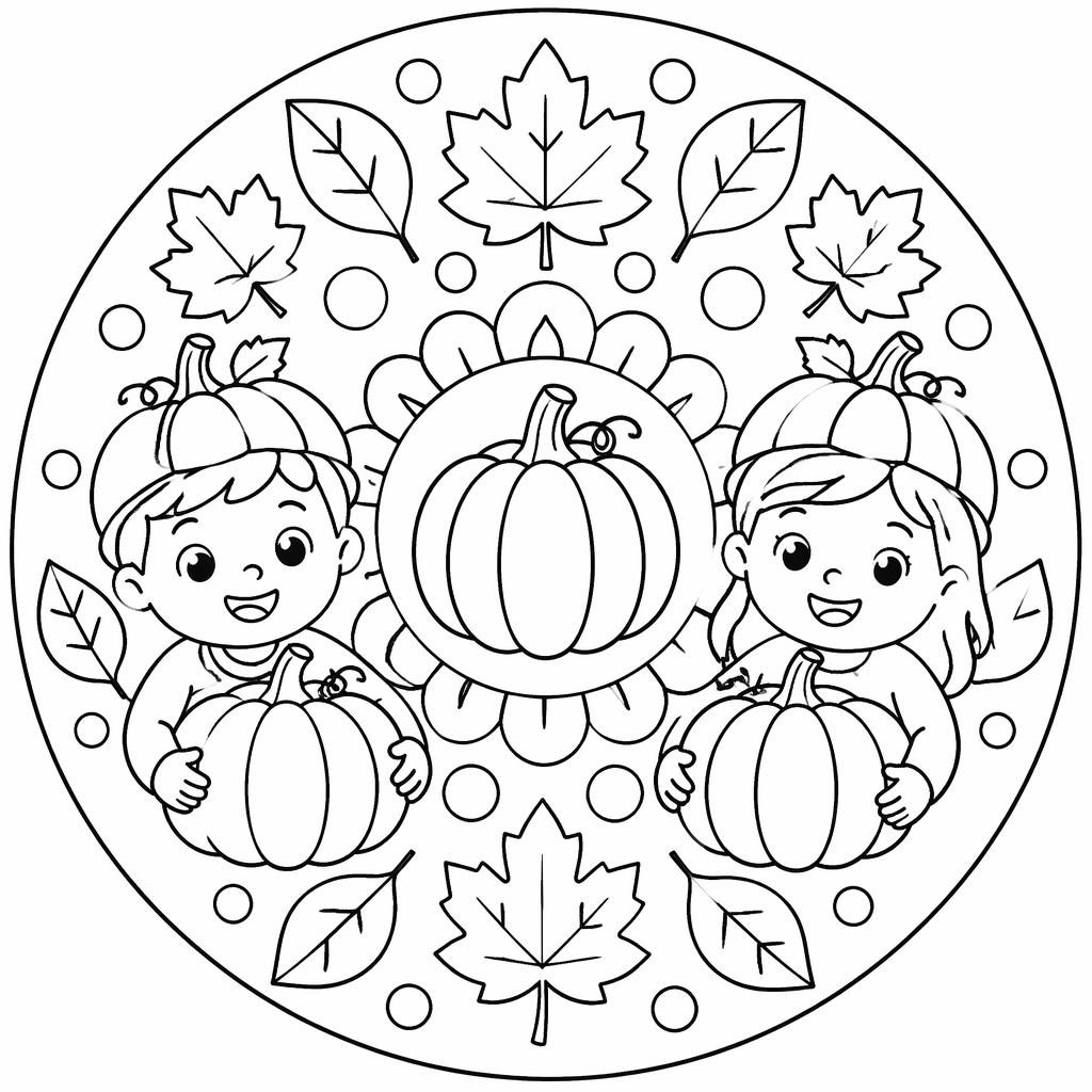 Schwarz-weiße Malvorlage mit einfachem Halloween-Kürbis für Kinder, klare Konturen auf weißem Hintergrund.