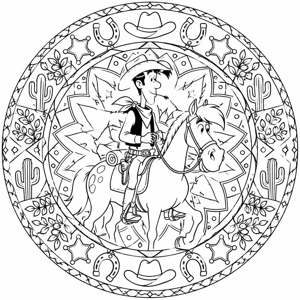 Illustration en noir et blanc d’un mandala adulte très détaillé, style botanique, en contours nets sur fond blanc.