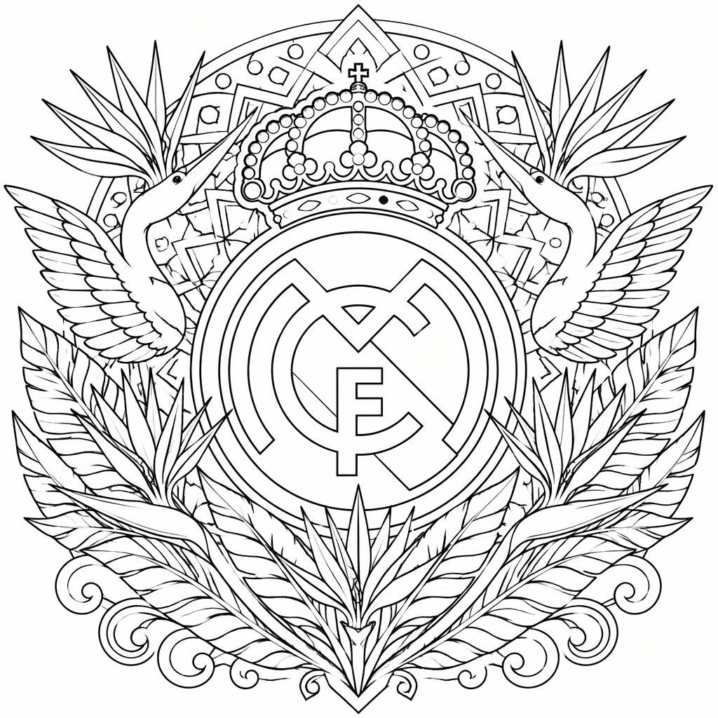 Illustration noir et blanc d’oiseaux du paradis détaillés, style mandala géométrique, contours nets sur fond blanc.