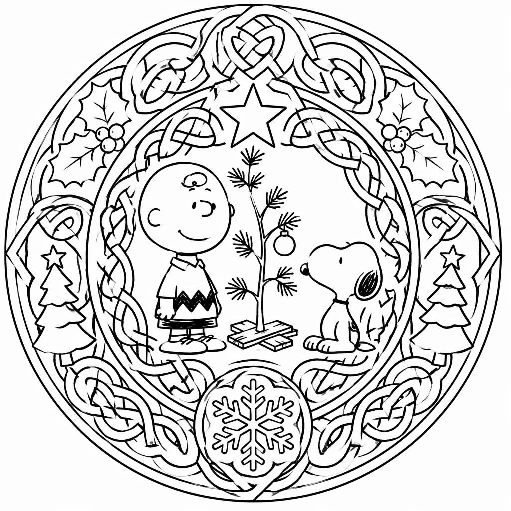 Black-and-white coloring page with intricate Celtic knot mandala patterns in clean bold outlines on a white background.