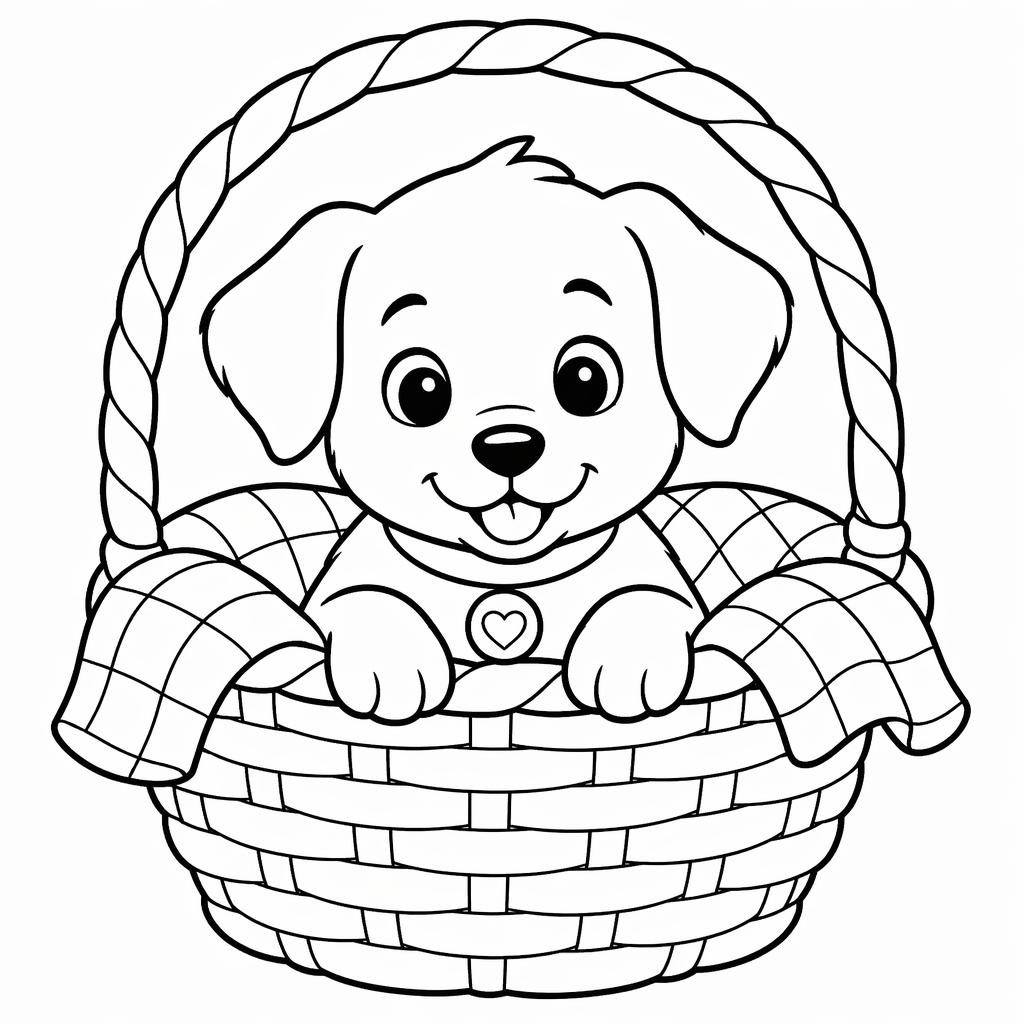 Schwarz-weiße Ausmalbild-Illustration mit dicken Konturen, kindgerechtem Motiv im klaren Line-Art-Stil.
