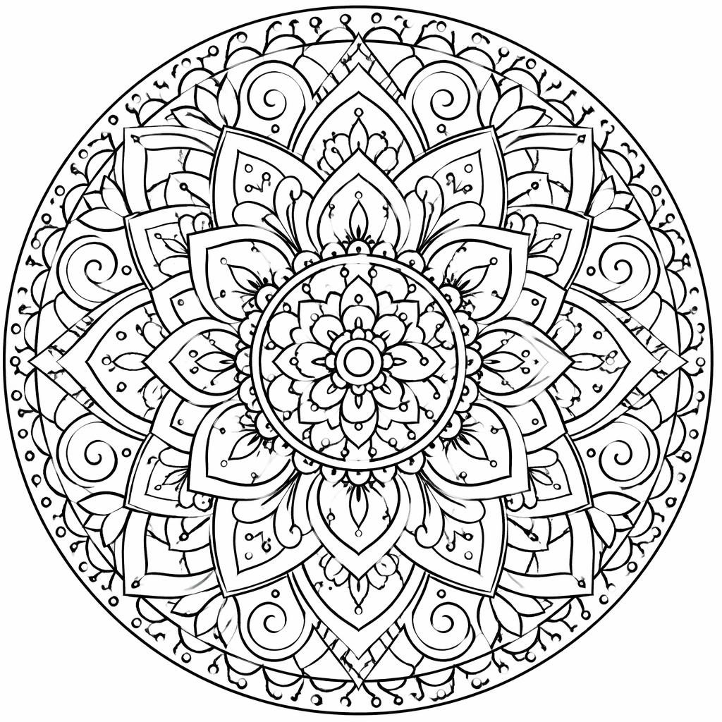 Illustration noir et blanc d’une auto à colorier style mandala, avec motifs zentangle détaillés et contours nets.
