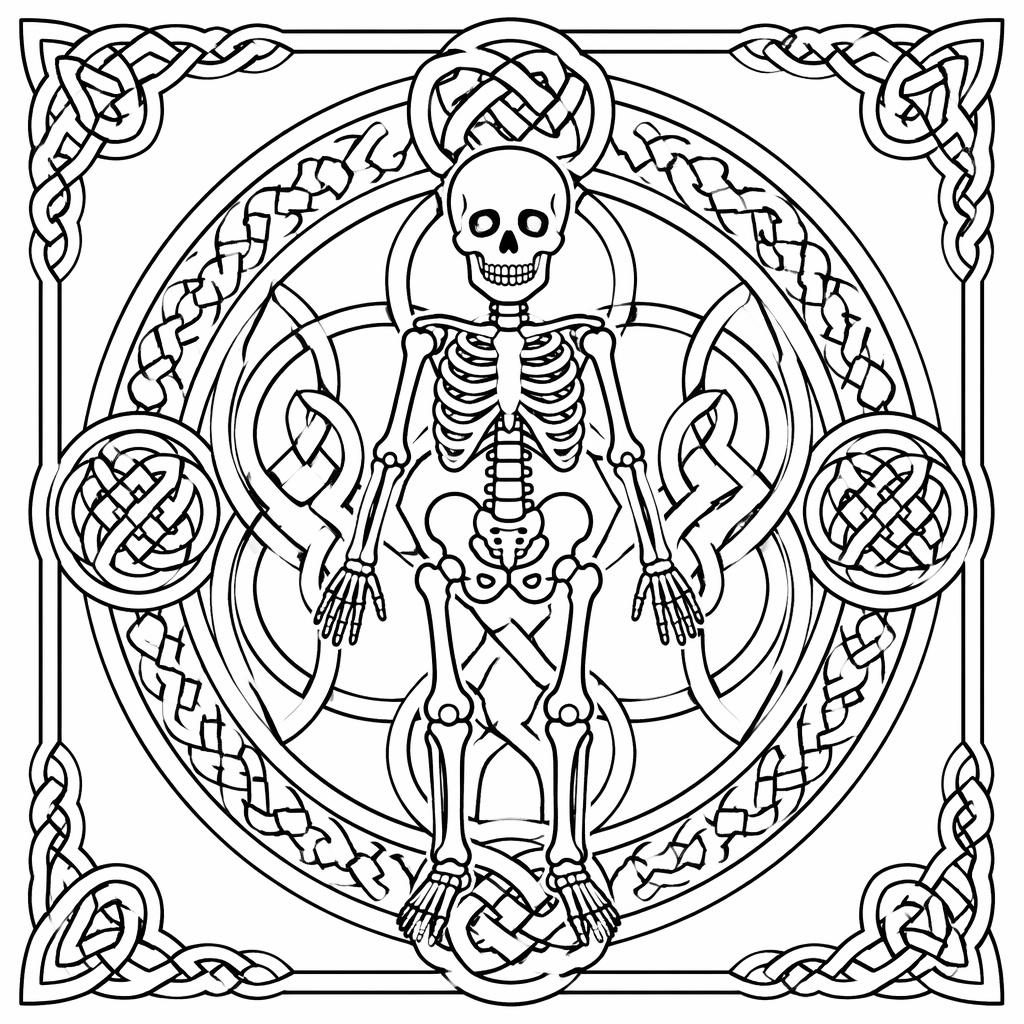 Schwarz-weiße Ausmalbild-Illustration mit detailreichen keltischen Knoten als klare Line-Art auf weißem Hintergrund.