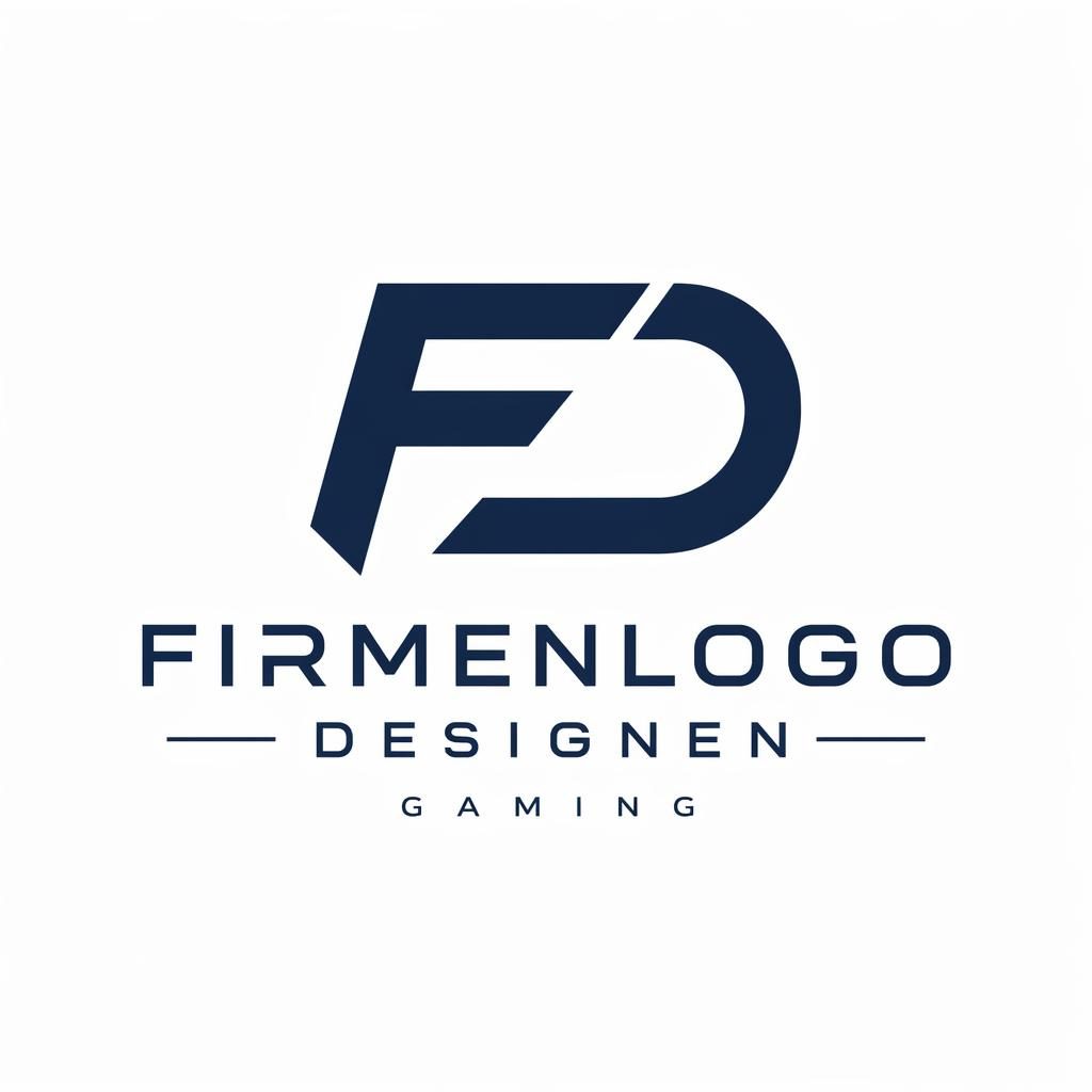 Geometrisches Gaming-Lettermark-Logo in Navy und Weiß, zentriert auf neutralem Hintergrund, minimal und vektorbasiert