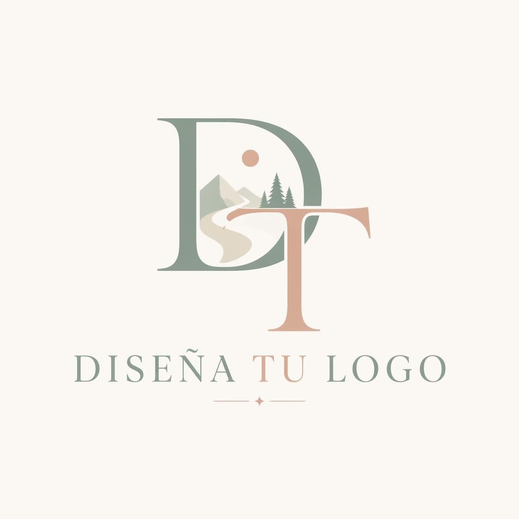 Logo lettermark vectorial para diseña tu logo con tipografía serif elegante, paleta pastel suave y fondo neutro