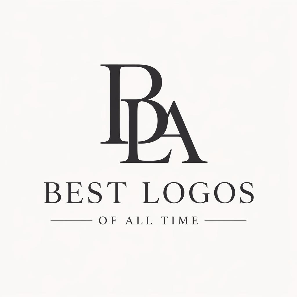 Monochrome serif lettermark logo for Best Logos of All Time, centered on a neutral background in a clean vector style.