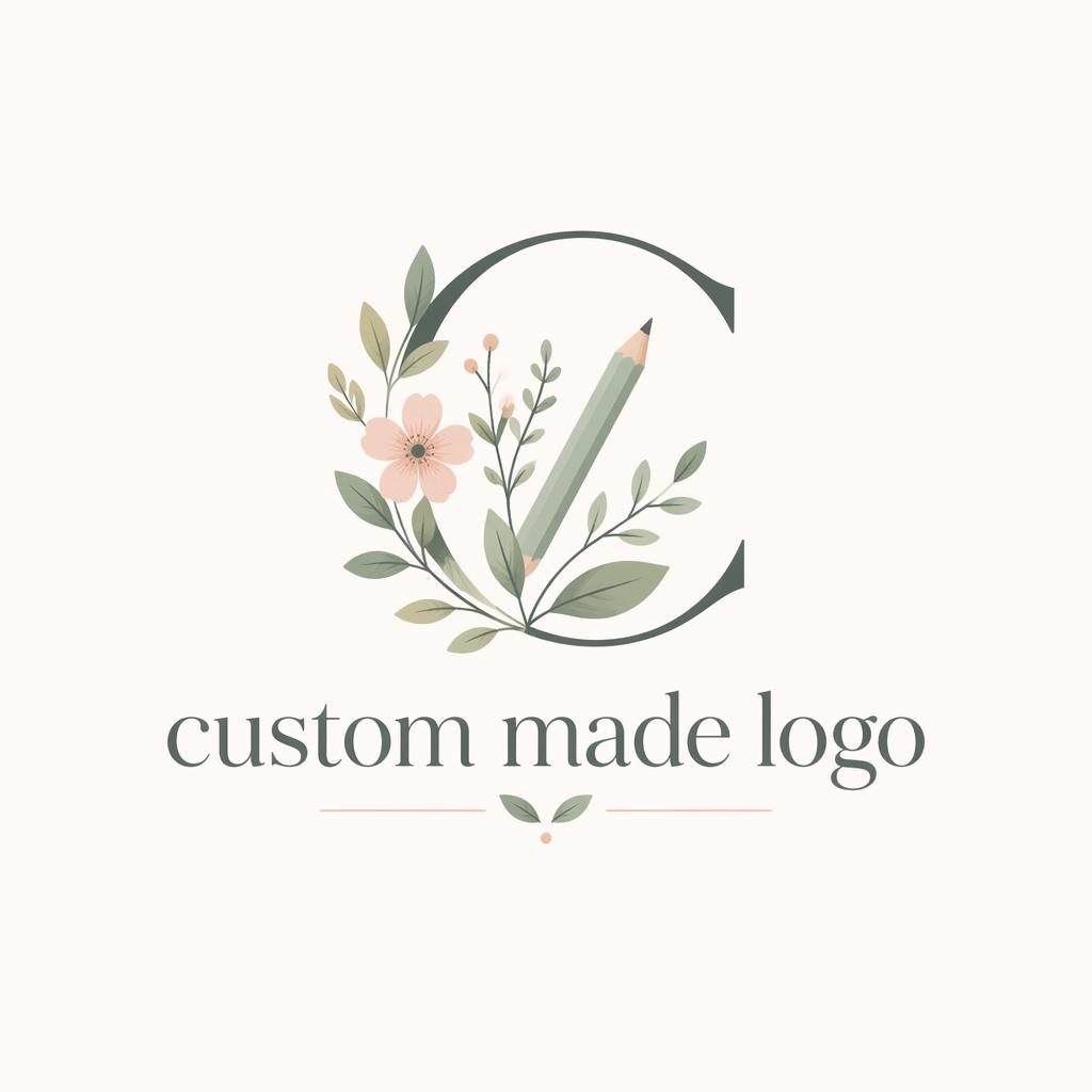 Botanical wordmark logo with a pastel illustrated icon, centered on a neutral background in a clean vector style.