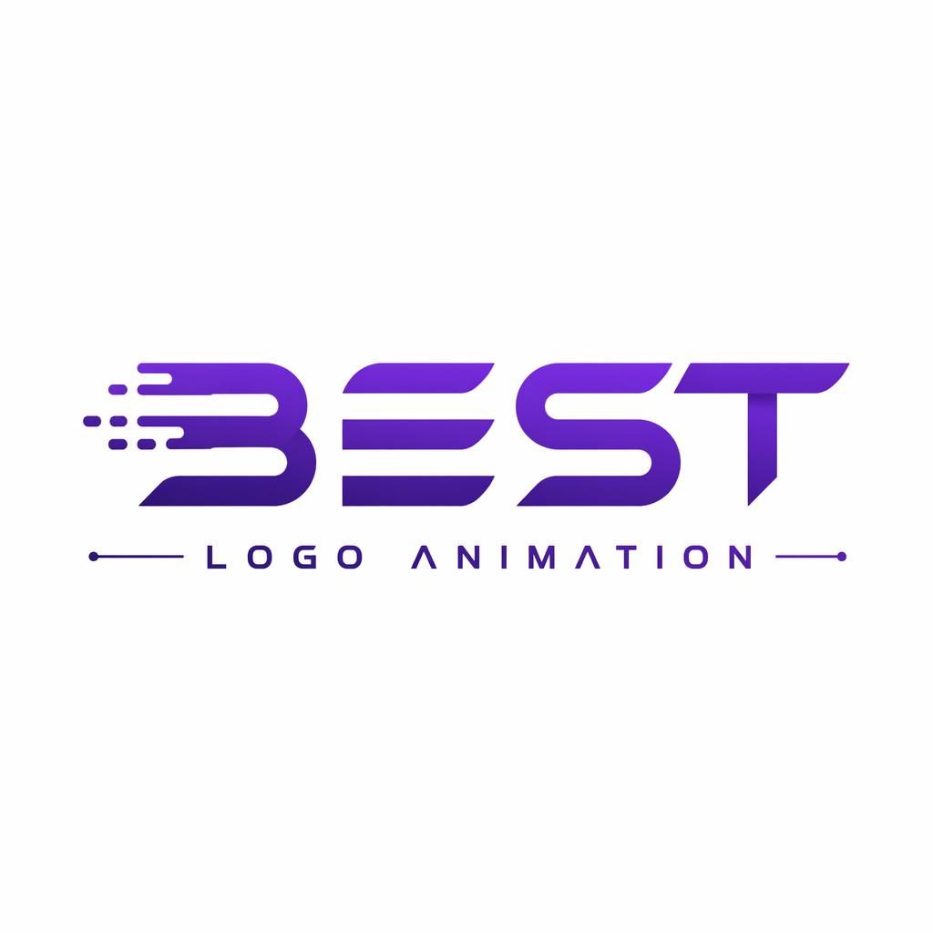 Centered royal purple futuristic wordmark logo for best logo animation on a neutral background, clean vector style.