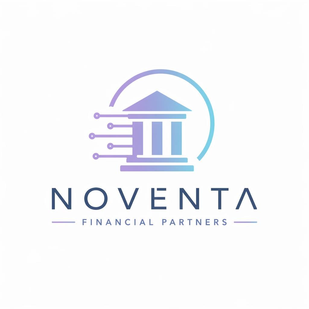 Tech futuristic financial institution logos concept with pastel icon and wordmark on a neutral square background.