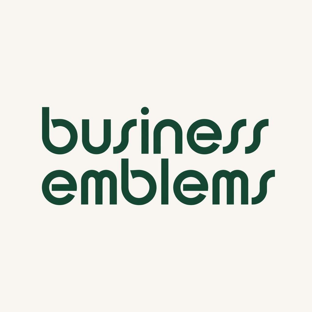Centered forest green Bauhaus-style wordmark logo for business emblems on a neutral square background.