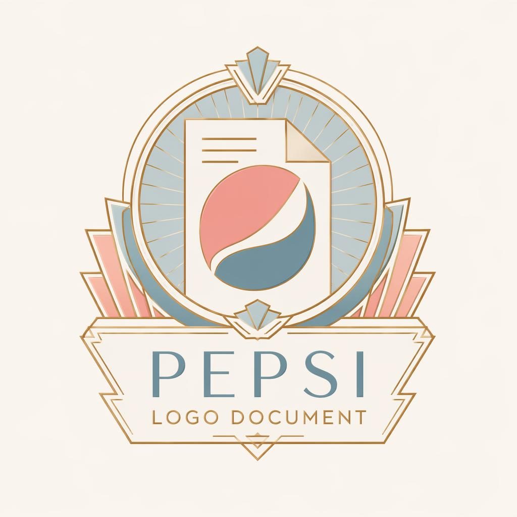 Centered emblem badge logo for pepsi logo document in art deco style with pastel colors on a neutral background