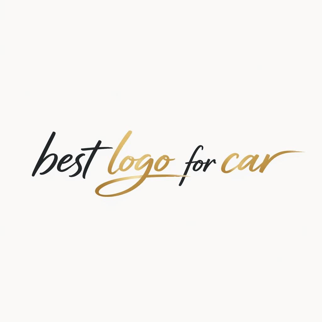 Centered wordmark logo for best logo for car in hand-drawn organic typography, black and gold on a neutral background.