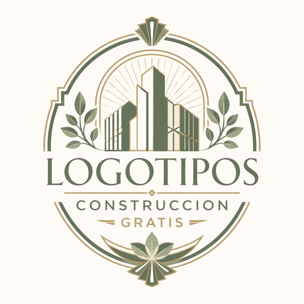 Emblema de estilo art déco en verde salvia y crema, con composición centrada y tipografía elegante sobre fondo neutro.
