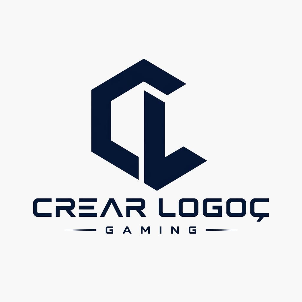 Logotipo lettermark geométrico de crear logoç en azul marino y blanco, centrado sobre fondo neutro.