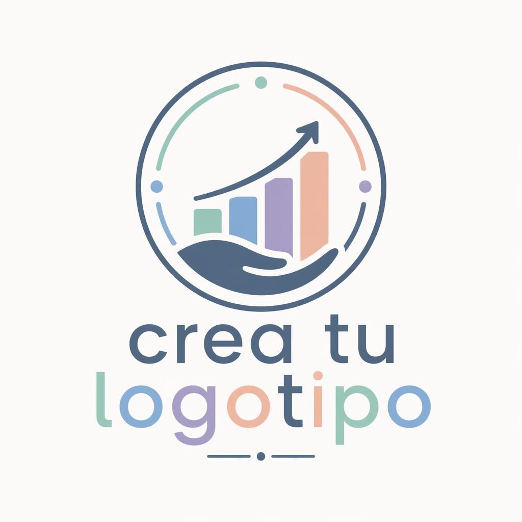 Logo emblema minimalista para fintech con tipografía moderna, paleta pastel suave y composición centrada sobre fondo neutro.