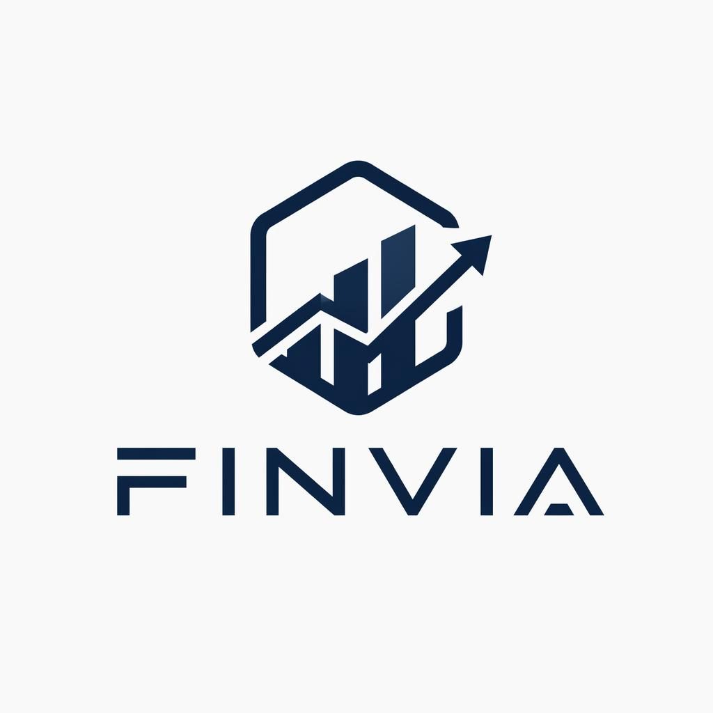 Logo fintech con wordmark e icono minimalista en azul marino y blanco, centrado sobre fondo neutro